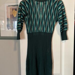 Missoni Green Bishop Sleeve Bodycon Dress